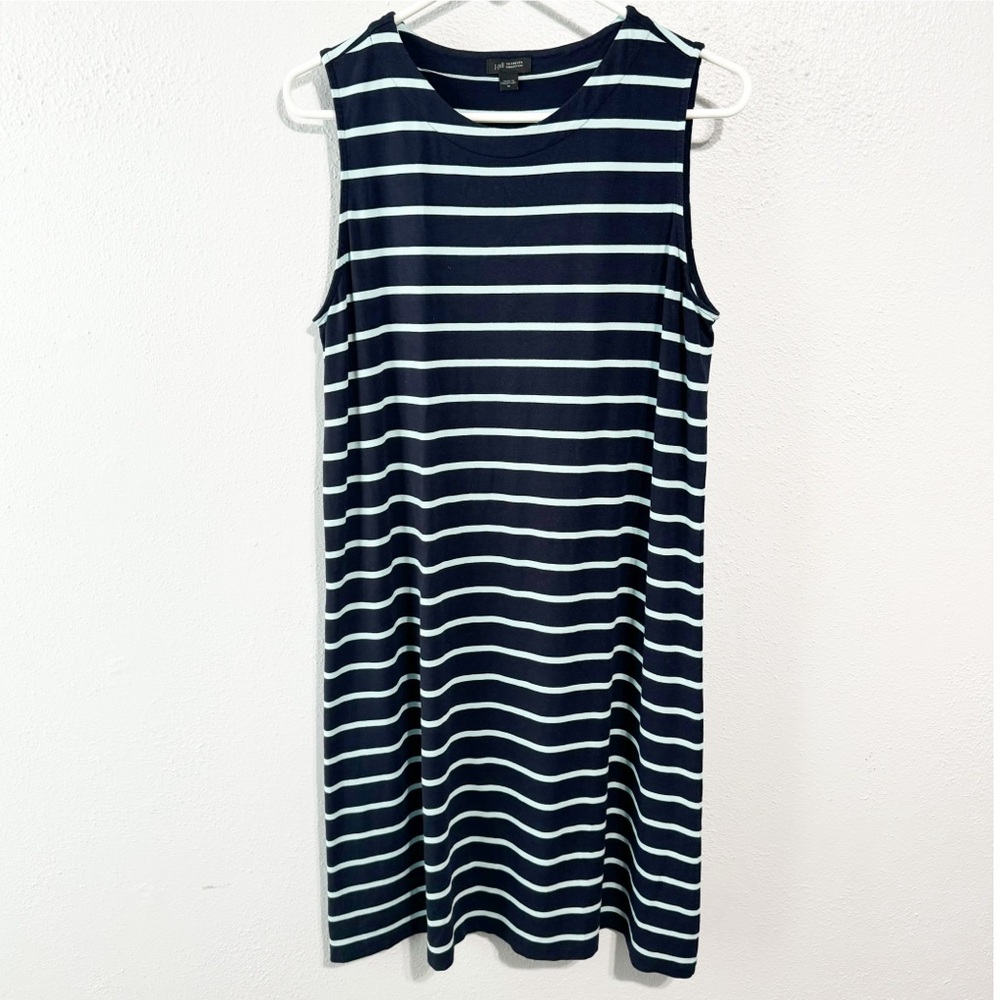 J. Jill wherever collection striped tank dress med navy teal